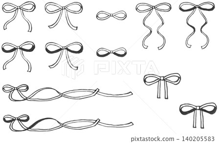 A set of thin black ribbons drawn with a softly colored marker. A set of thin black ribbons drawn with a softly colored marker. 140205583