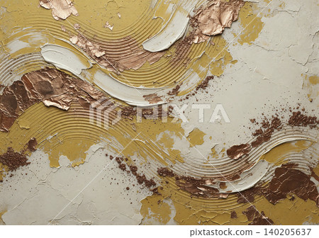 A beautiful background featuring a three-dimensional copper wave pattern on mustard-colored and off-white Japanese paper. A beautiful background featuring a three-dimensional copper wave pattern on mustard-colored and off-white Japanese paper. 140205637