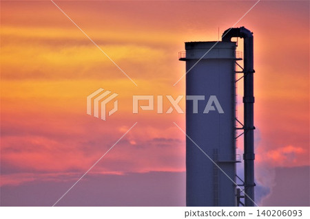 Chimneys bathed in the sunset Chimneys bathed in the sunset 140206093