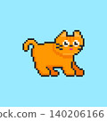 Pixel art Cute Orange Cat game asset design 140206166