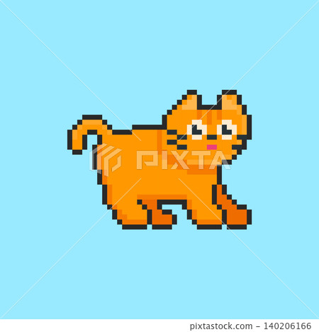 Pixel art Cute Orange Cat game asset design Pixel art Cute Orange Cat game asset design 140206166