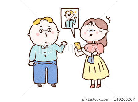 Women are surprised when men who look different from their photos on dating apps appear (photo fraud/editing). Women are surprised when men who look different from their photos on dating apps appear (photo fraud/editing). 140206207