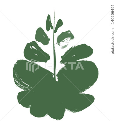 An illustration of a green leaf drawn with brushstrokes. An illustration of a green leaf drawn with brushstrokes. 140206495