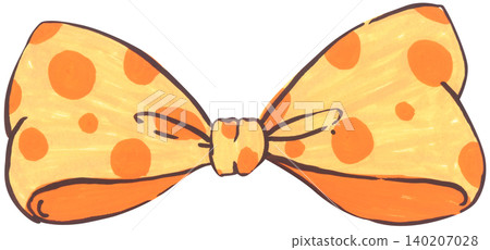 Orange Ribbon Bow Illustration 140207028