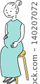 Simple full-body illustration of a pregnant woman sitting in a chair (maternity, pregnancy, woman, person image) 140207072
