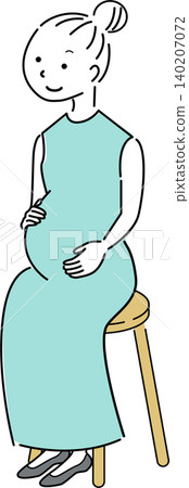 孕婦坐在椅子上的簡單全身插圖(孕婦,懷孕,女性,人物圖像) 孕婦坐在椅子上的簡單全身插圖(孕婦,懷孕,女性,人物圖像) 140207072