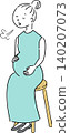A simple full-body illustration of a pregnant woman sitting in a chair and taking a break (maternity, pregnancy, woman, person image). 140207073