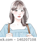 一名女子緊緊抓住背包的肩帶。 一名女子緊緊抓住背包的肩帶。 140207108