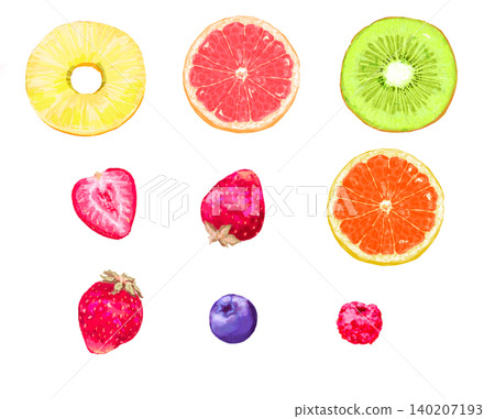 Watercolor-style illustrations of fresh fruit Watercolor-style illustrations of fresh fruit 140207193