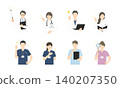 Icon set of doctors, nurses, and other healthcare professionals - vector illustrations. 140207350
