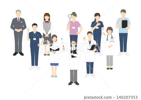 Icon set of doctors, nurses, and other healthcare professionals - vector illustrations. Icon set of doctors, nurses, and other healthcare professionals - vector illustrations. 140207353