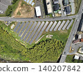 As technical documentation, an aerial view of a solar power plant. 140207842