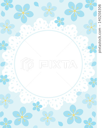 Retro blue cherry blossoms and lace background (vertical orientation) Retro blue cherry blossoms and lace background (vertical orientation) 140208306