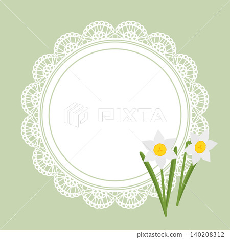 復古水仙花和蕾絲背景(方形) 復古水仙花和蕾絲背景(方形) 140208312