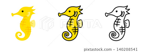 一組海馬插圖－可愛又充滿普普藝術風格的海洋生物 140208541