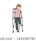 A woman using crutches with a gentle touch 140208740