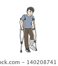 A man using crutches with a gentle touch 140208741