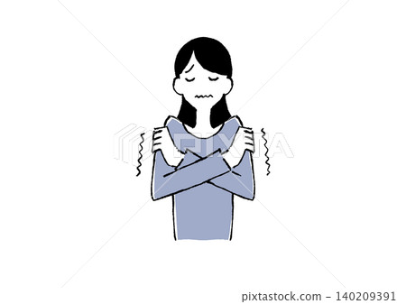 Illustration of a woman feeling chills Illustration of a woman feeling chills 140209391