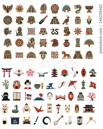 Vsai aztec mayan and japanese cultural icons collection Vsai aztec mayan and japanese cultural icons collection 140209482