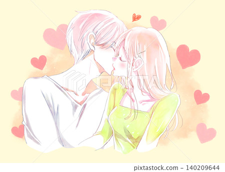 A man and woman kissing (heart) A man and woman kissing (heart) 140209644
