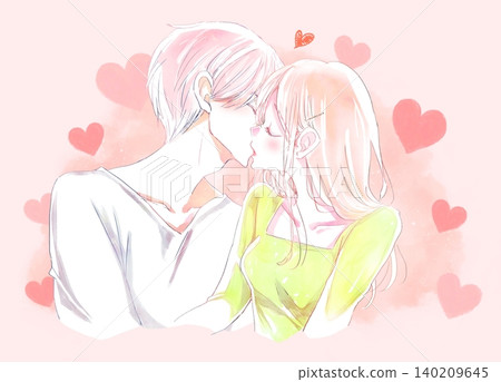 A man and woman kissing (heart) A man and woman kissing (heart) 140209645