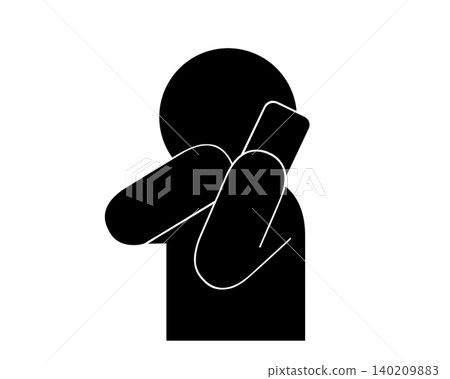 Icon of a person covering their mouth while talking on the phone Icon of a person covering their mouth while talking on the phone 140209883