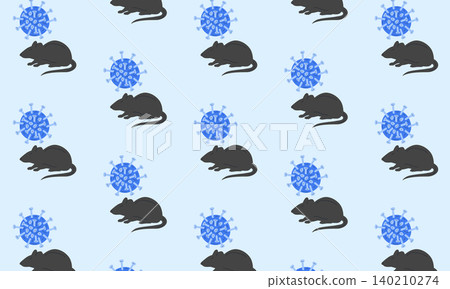Hantavirus and Rodent Borne Virus Pattern with Mouse and Blue Virus Particles on Light Background Hantavirus and Rodent Borne Virus Pattern with Mouse and Blue Virus Particles on Light Background 140210274
