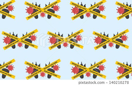 Hantavirus Quarantine Zone Virus Pattern with Animal Footprints and Infection Warning Elements Hantavirus Quarantine Zone Virus Pattern with Animal Footprints and Infection Warning Elements 140210278