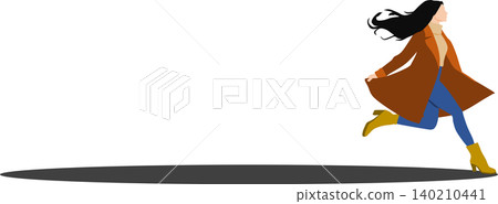 一幅描繪身著秋裝的女子擺出姿勢的插圖。 140210441