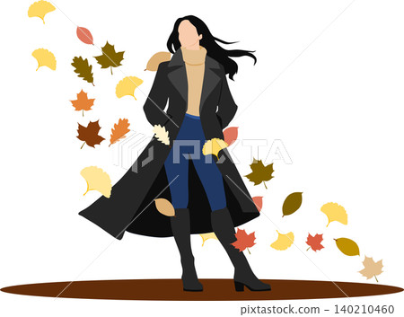 An illustration of a woman in autumn clothes striking a pose. An illustration of a woman in autumn clothes striking a pose. 140210460