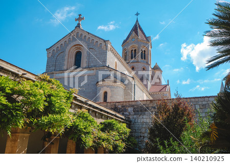 nave and tower of Lerins Abbey church, in France nave and tower of Lerins Abbey church, in France 140210925