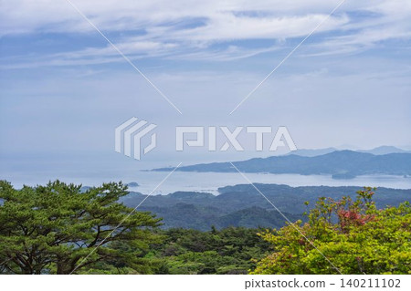 從空中俯瞰田塚山，宮城縣南三陸町靜川地區 140211102