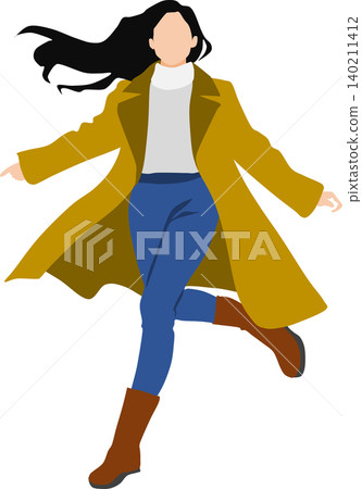 An illustration of a woman in autumn clothes striking a pose. An illustration of a woman in autumn clothes striking a pose. 140211412