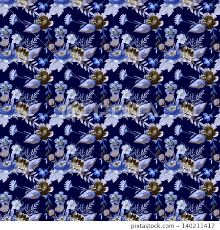 Blue flower watercolor seamless pattern Blue flower watercolor seamless pattern 140211417