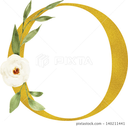Gold floral letter O on a transparent background Gold floral letter O on a transparent background 140211441