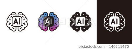 An icon of AI and a brain. A vector illustration representing artificial intelligence, innovation, and technology. An icon of AI and a brain. A vector illustration representing artificial intelligence, innovation, and technology. 140211470