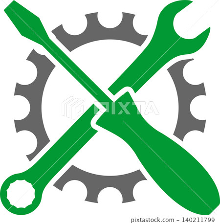 Screwdriver, wrench and gear, mechanic, locksmith, logo, icon Screwdriver, wrench and gear, mechanic, locksmith, logo, icon 140211799