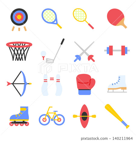 Sports Icon Set - Flat Color 140211964