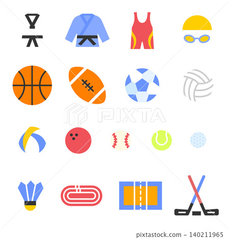 Sports Icon Set - Flat Color 140211965