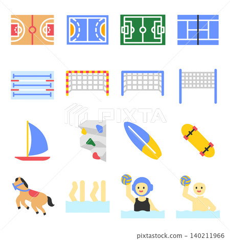 Sports Icon Set - Flat Color 140211966