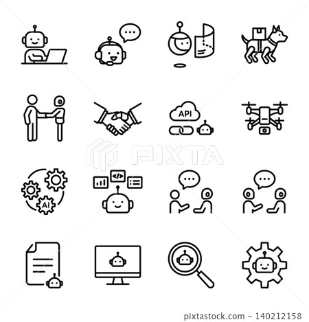 Simple Icon Set | AI Agent, Generative AI, AI Utilization, Business Automation 140212158