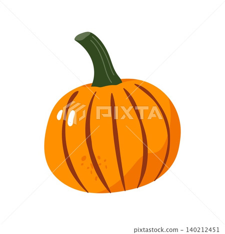 Round orange pumpkin flat vector illustration isolated autumn harvest vegetable Round orange pumpkin flat vector illustration isolated autumn harvest vegetable 140212451