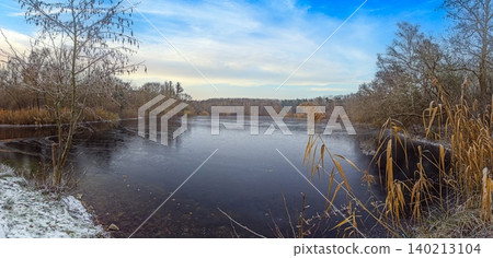 Winter Lake Landscape at Oberwaldsee Germany Winter Lake Landscape at Oberwaldsee Germany 140213104
