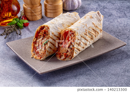 Grilled Turkish Shawarma with meat Grilled Turkish Shawarma with meat 140213300