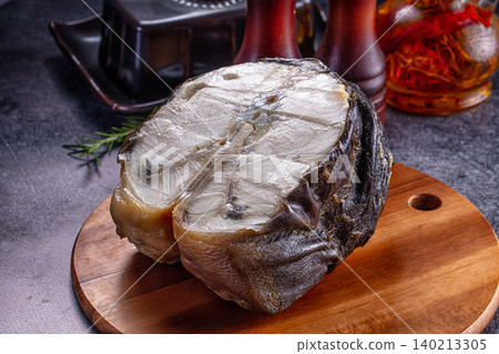 Gourmet Smoked Sturgeon Steak on Wood 140213305