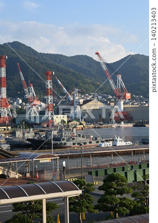 A town of Japan's shipbuilding industry, port infrastructure, and Maritime Self-Defense Force. A town of Japan's shipbuilding industry, port infrastructure, and Maritime Self-Defense Force. 140213403
