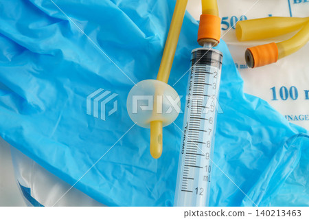 Foley catheter and urine drainage bag collect urine for disability or patient in hospital. Foley catheter and urine drainage bag collect urine for disability or patient in hospital. 140213463
