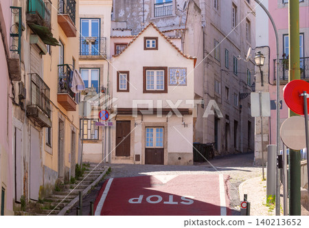 Traditional Small House Between Residential Buildings in Alfama Lisbon Portugal Traditional Small House Between Residential Buildings in Alfama Lisbon Portugal 140213652