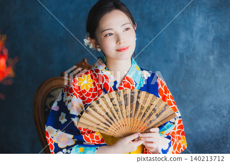 A woman in a yukata A woman in a yukata 140213712