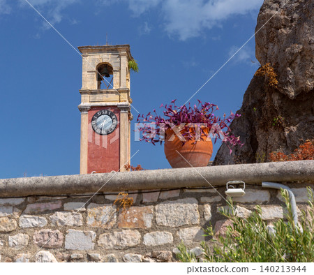 Old Fortress clock tower in Corfu, Greece Old Fortress clock tower in Corfu, Greece 140213944